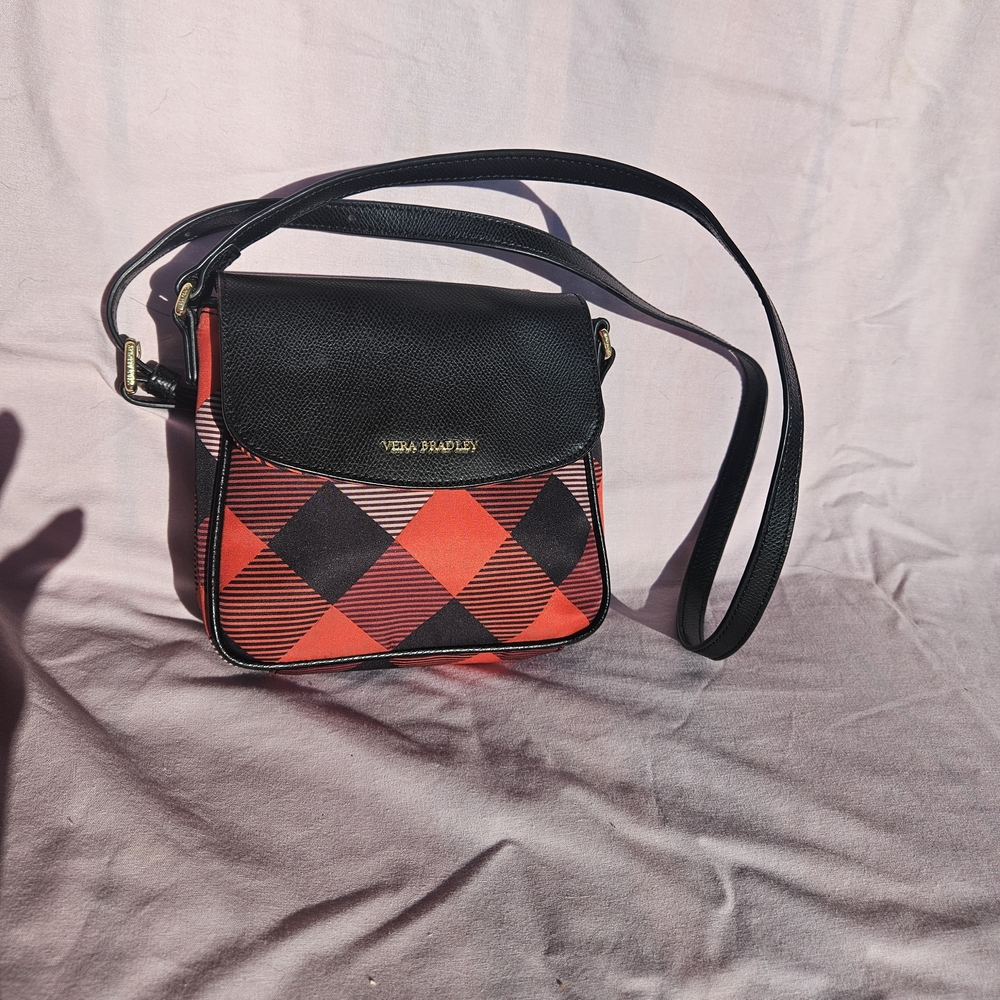 Vera Bradley Black and Red Checkered Crossbody Bag